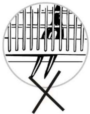 Circular diagram with grid lines and a crossed-out X symbol, no readable text or labels