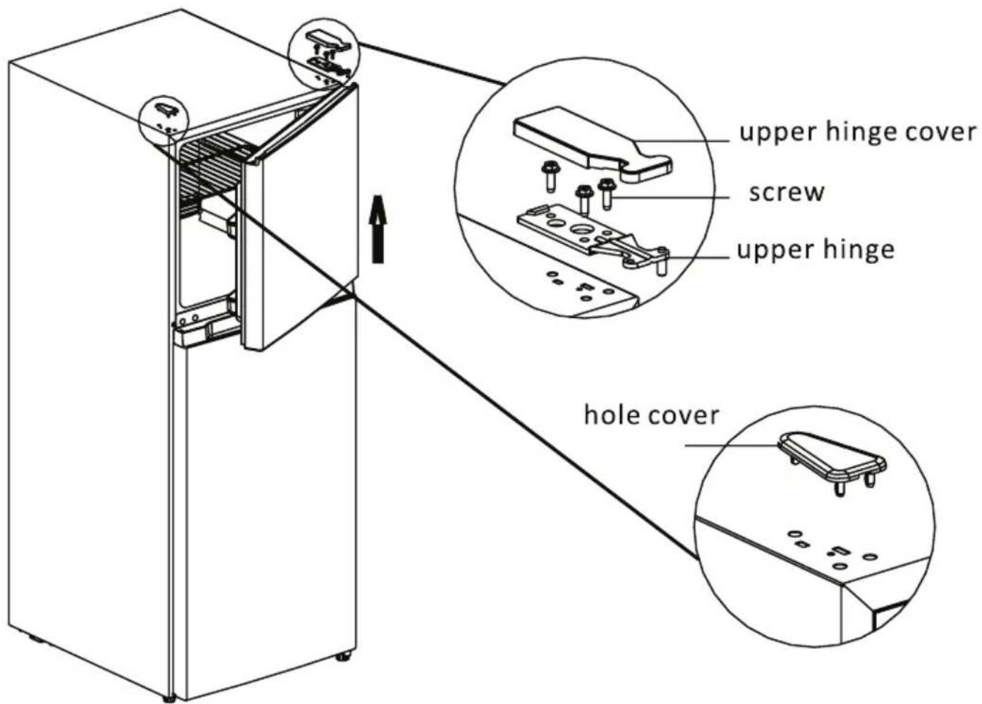 upper hinge cover screw upper hinge hole cover