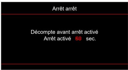 Arrêt arrêt Décompte avant arrêt activé Arrêt activé 60 sec.