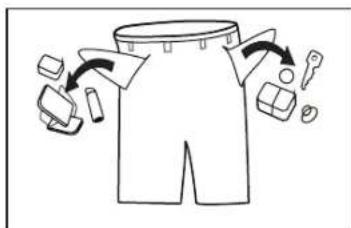 Diagram illustrating a garment pattern with labeled parts and directional arrows indicating movement or folding.