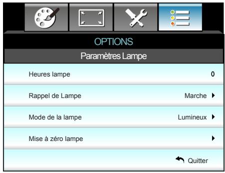 OPTOMA DH1009 - OPTIONS | Paramètres Lampe - 1