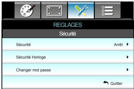 OPTOMA DH1009 - REGLAGES | Sécurité - 1