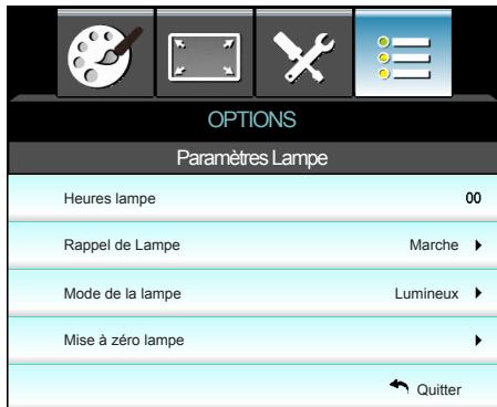 OPTOMA DH1011 - OPTIONS | Paramètres Lampe - 1