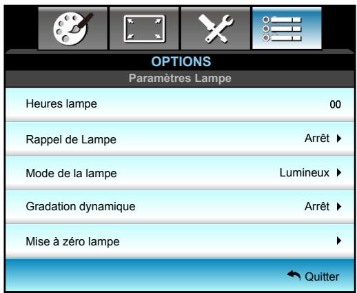 OPTOMA DH1011i - Menu Options - Paramètres Lampe - 1