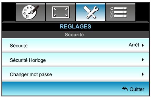 OPTOMA DH1011i - Menu Configuration - Sécurité - 1