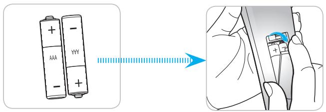 OPTOMA DH401 - Installation et remplacement des piles - 1