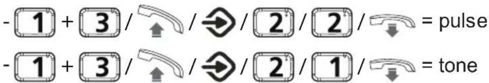 - 1 + 3 / ↑ / → / 2 / 2 / ↓ = pulse - 1 + 3 / ↑ / → / 2 / 1 / ↓ = tone