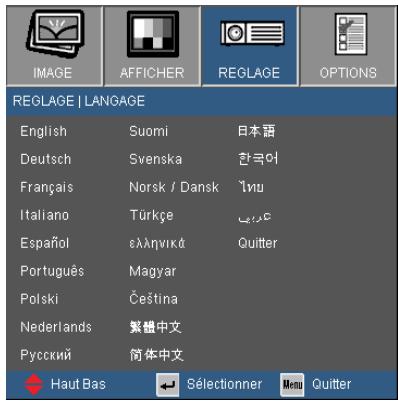 OPTOMA DS211 - REGLAGE | Langue - 1