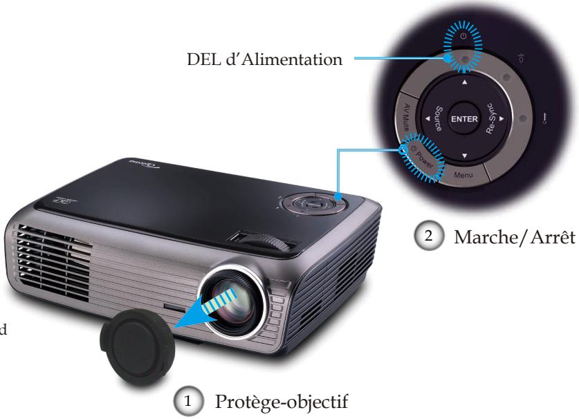 OPTOMA DS309 - Mise sous tension du projecteur - 1