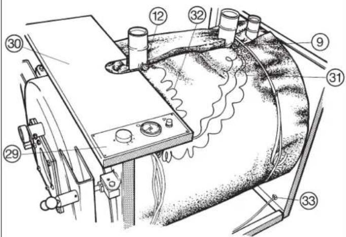 Technical diagram of a mechanical device with numbered components, likely a valve or pump assembly.