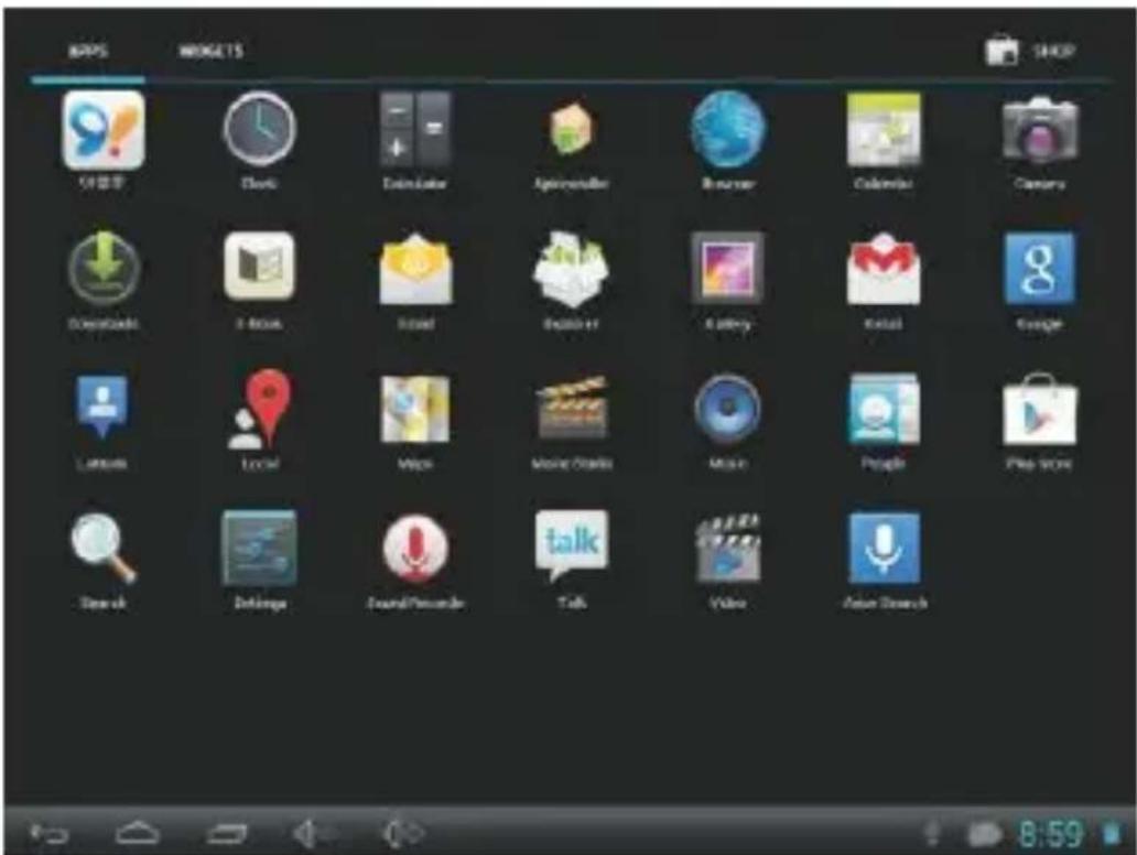 BAPS WROGETS SHOP 你需要 Cloud Calculator AppWizard Browser Calendar Camera Download E-Book Read Explorer Gallery Katai Google Language Local Maps Mobile Cards Music People Play Store Search Settings Sound/Render Talk Video Action Search