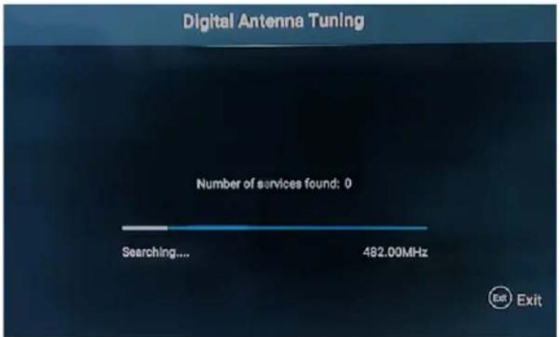 Digital Antenna Tuning Number of services found: 0 Searching.... 482.00MHz Exit Exit