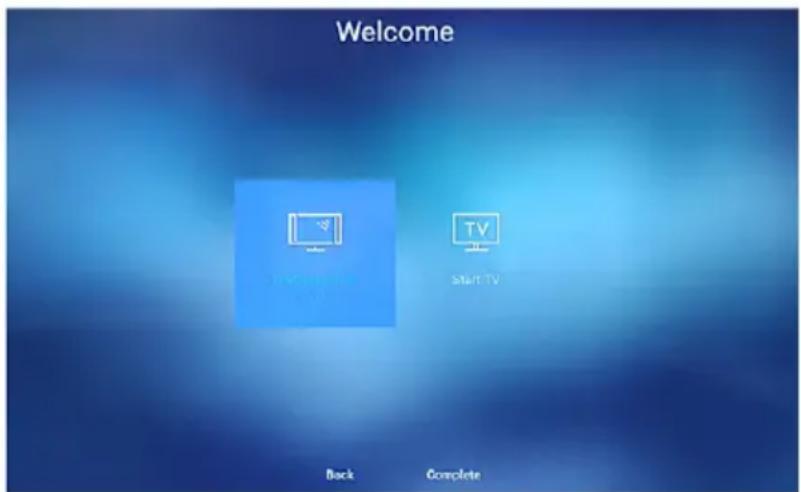Welcome New! Live TV Start TV Back Complete