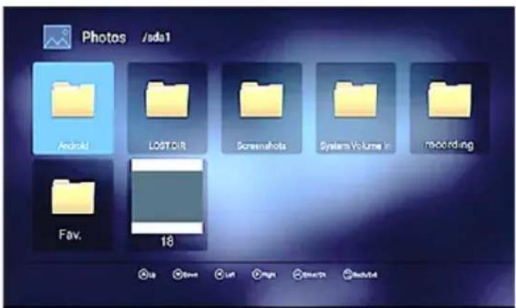 Photos /sda1 Android LOSTDIR Screenshots System Volume in roccording Fav. 18 Up Down Left Right Other/Dr Reduced