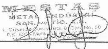 METASTS METAL ENDUSITI SAN. DE FIC. 4.1. Organise Carney Sci. 6 Cad. No. 50 P.K. 50 - Melika J. (K) Y 2023.21 M. de M. de M. de M.