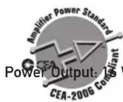 Amplifier Power Standard CEA Power Output: 100 V CEA-2006 Consumer