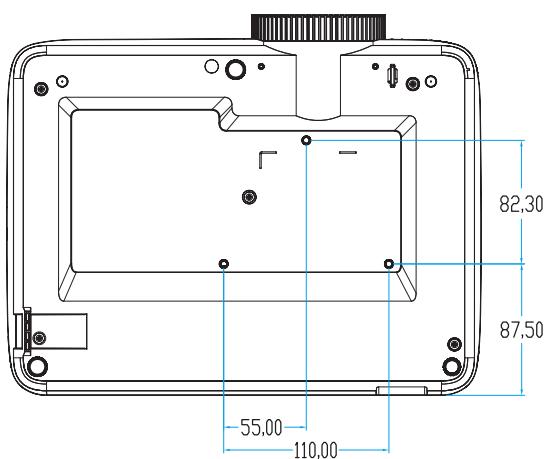 OPTOMA DS317e - Dimensions du projecteur et installation au plafond - 3