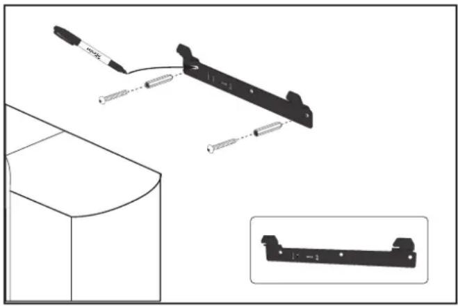 Technical illustration of a mechanical bracket assembly with tool tips and mounting holes (no text or symbols)
