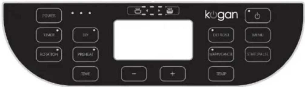 POWER TIMER ROTATION TIME COY PPHEAT - + kogan DIFFRIST WARM/CANCEL TEMP MENU START/PAUSE