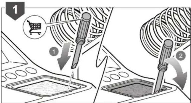 Diagram illustrating a food delivery mechanism with labeled steps and icons for shopping and recycling.