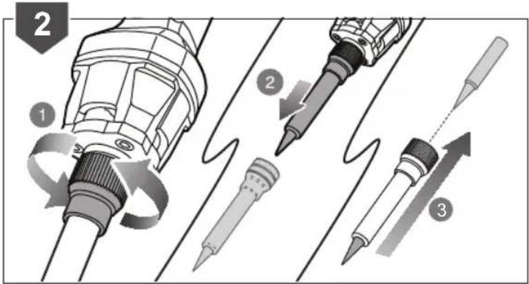 Diagram illustrating three-step soldering process steps with numbered annotations