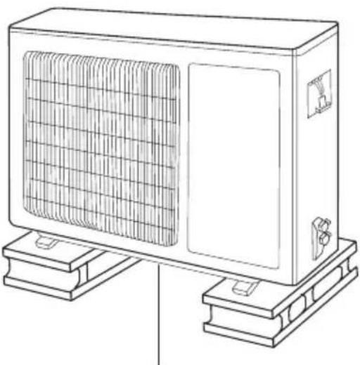 Line drawing of a rectangular industrial air conditioner unit with mesh grille and mounting base (no text or symbols)