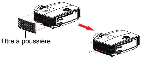 OPTOMA DS343 - Installation du filtre à poussière (accessoire en option) - 1