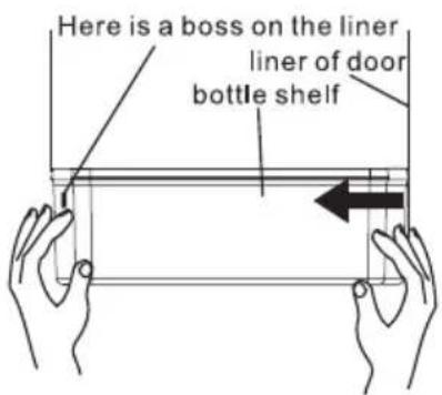Here is a boss on the liner liner of door bottle shelf