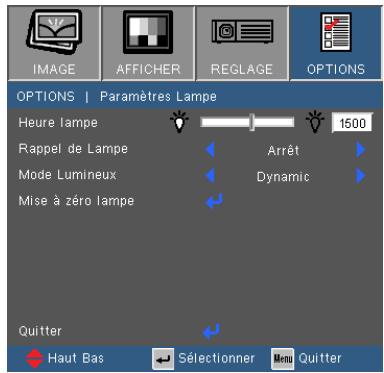 OPTOMA DS346 - OPTIONS | Paramètres Lampe - 1