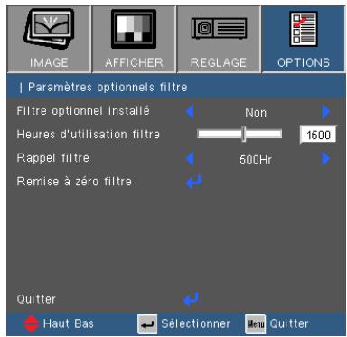 OPTOMA DS346 - OPTIONS | Paramètres optionnels filtre - 1