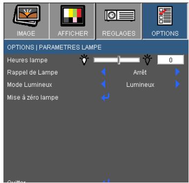 OPTOMA DW326 - OPTIONS | Paramètres Lampe - 1