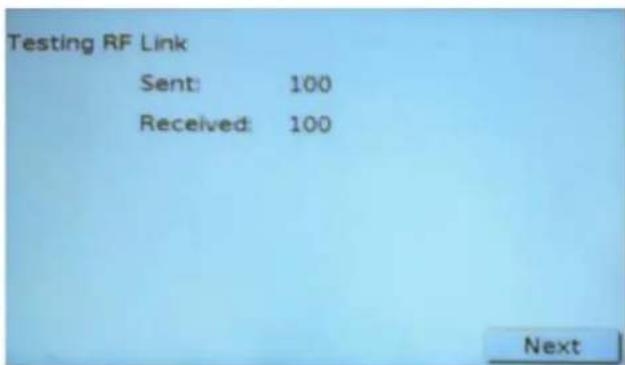 Testing RF Link Sent: 100 Received: 100 Next