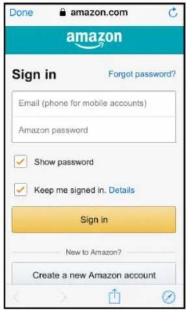 Done amazon.com amazon Sign in Forgot password? Email (phone for mobile accounts) Amazon password ✓ Show password ✓ Keep me signed in. Details Sign in New to Amazon? Create a new Amazon account