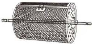 Cross-sectional diagram of a cylindrical industrial vessel with internal components and a central shaft (no text or labels)