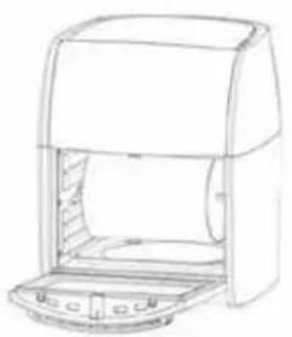 Line drawing of a microwave oven with lid and base tray (no text or symbols)