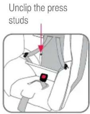 Unclip the press studs