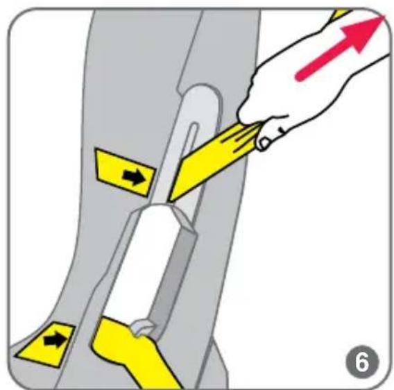 Diagram showing a hand using a tool to cut or mark a yellow object with directional arrows, indicating movement or force.