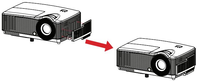 OPTOMA DX340 - Installation du filtre à poussière (accessoire en option) - 1
