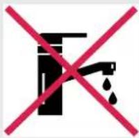 Prohibition sign with black faucet and red prohibition symbol crossed
