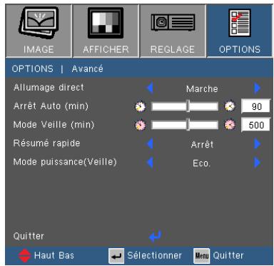OPTOMA DX345 - OPTIONS | AVANCÉ - 1