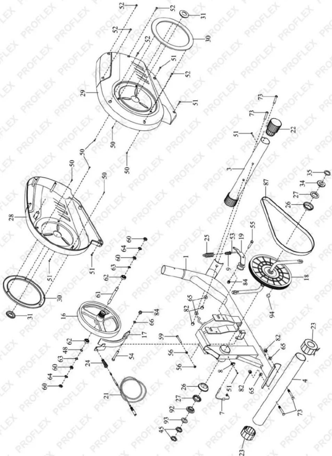 Technical diagram of a spray gun with numbered parts and dashed alignment lines indicating assembly or inspection.