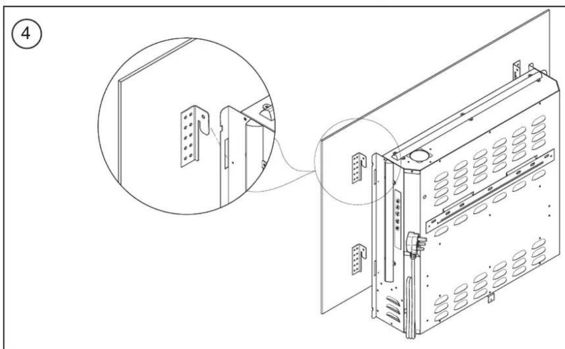 Technical diagram showing a device panel with an inset close-up of its internal structure, labeled with number 4.