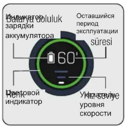 Ботайя одулук зарядки аккумулятора Оставшийся период эксплуатации süresi Дветовой индикатор Указателье уровня скорости