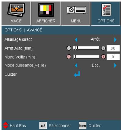 OPTOMA EH1020 - OPTIONS | Avancé - 1