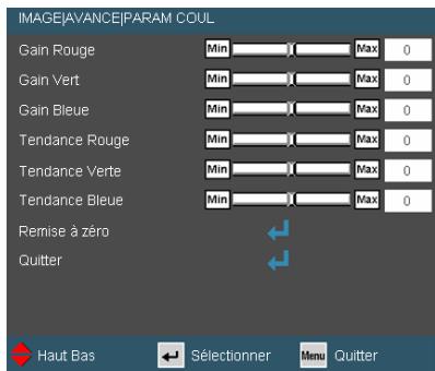 OPTOMA EH1020 - Avancé | Param Coul - 1