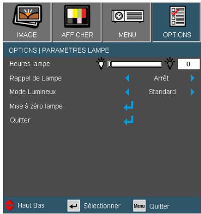 OPTOMA EH1020 - OPTIONS | Paramètres lampe - 1
