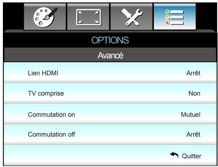OPTOMA EH200ST - OPTIONS | Paramètres lien HDMI - 1