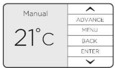 Manual 21°C ADVANCE MENU BACK ENTER ✓