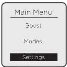 Main Menu Boost Modes Settings