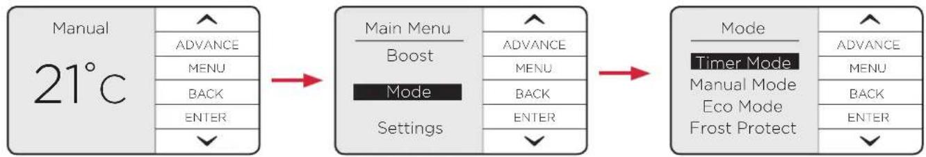 DIMPLEX QRAD050E - Available Timer Modes - 1